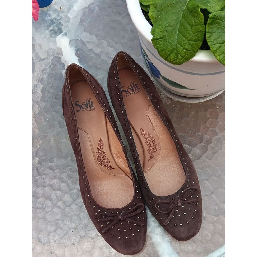 Sofft  Brown Suede Studded Heels